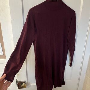 Banana Republic Burgundy Long Sleeve Knit Dress